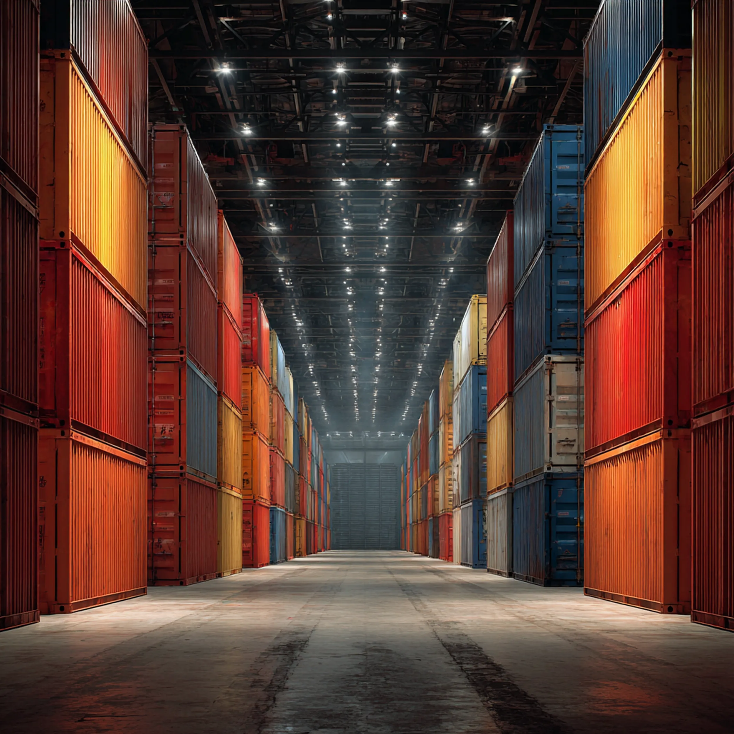 Ein langer, geschlossener Containerhof